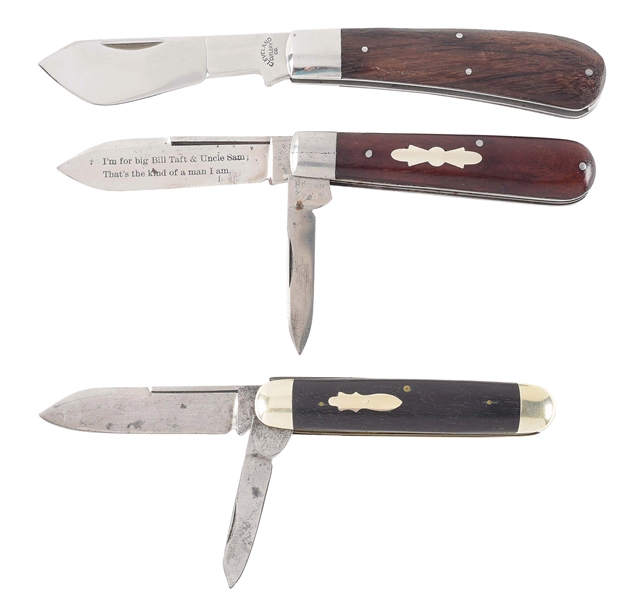LOT OF 3: OUTSTANDING EARLY AMERICAN KNIVES BY C.P. PLATTS & SONS, MAHER & GROSH, AND CLEVELAND CUT CO.