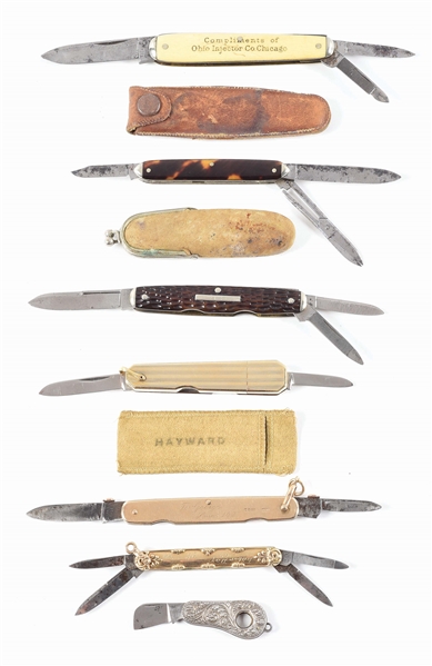 LOT OF 7: FINE FOLDING KNIVES BOTH DOMESTIC AND FOREIGN.