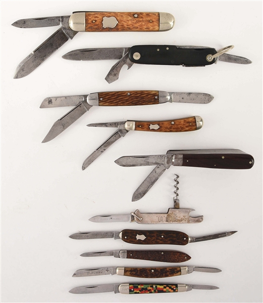 LOT OF 10: ULSTER AND E.C. SIMMONS KEEN KUTTER FOLDING KNIVES.