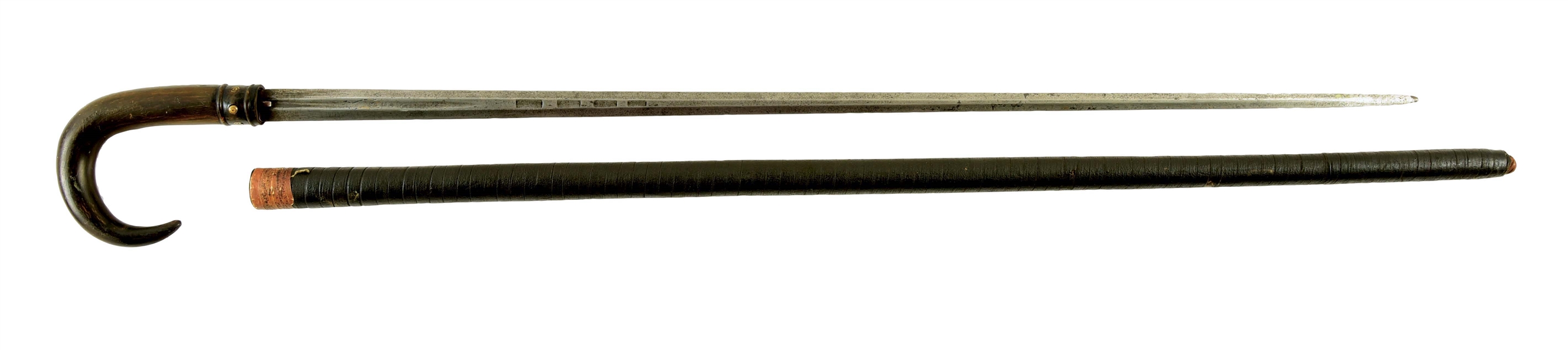 SWORD CANE WITH 17TH CENTURY PASSAU-WOLF MARKED RAPIER BLADE 