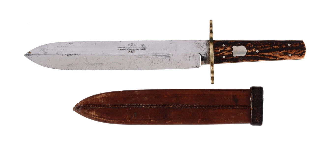 19TH CENTURY SPEAR POINT BOWIE BY GEORGE BUTLER, SHEFFIELD.