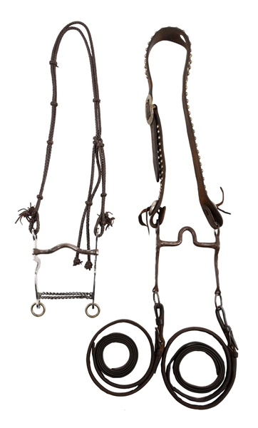 LOT OF 2: BRIDLES AND BITS.