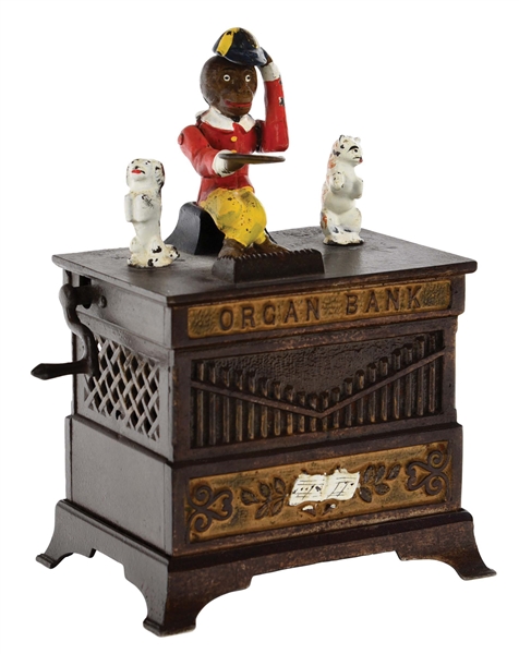 ORGAN BANK WITH CAT AND DOG.
