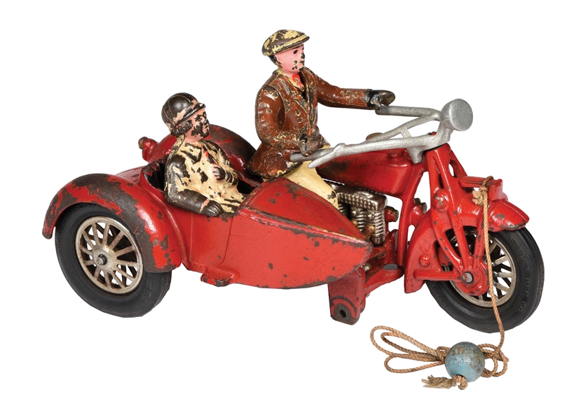 CAST-IRON HUBLEY INDIAN MOTORCYCLE WITH SIDECAR.