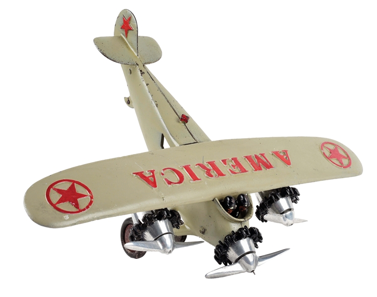 CAST-IRON HUBLEY AMERICA AIRPLANE TOY.