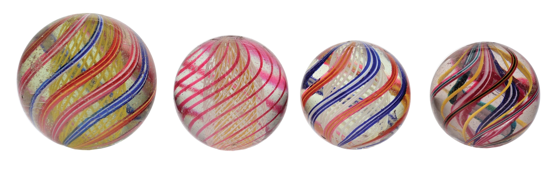 LOT OF 4: GERMAN SWIRL MARBLES.