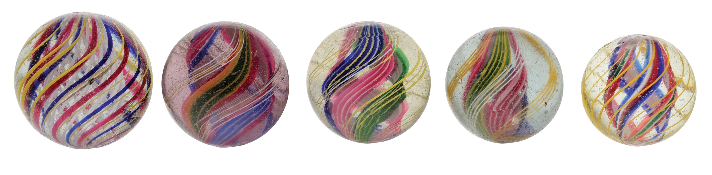 LOT OF 5: GERMAN SWIRL MARBLES.