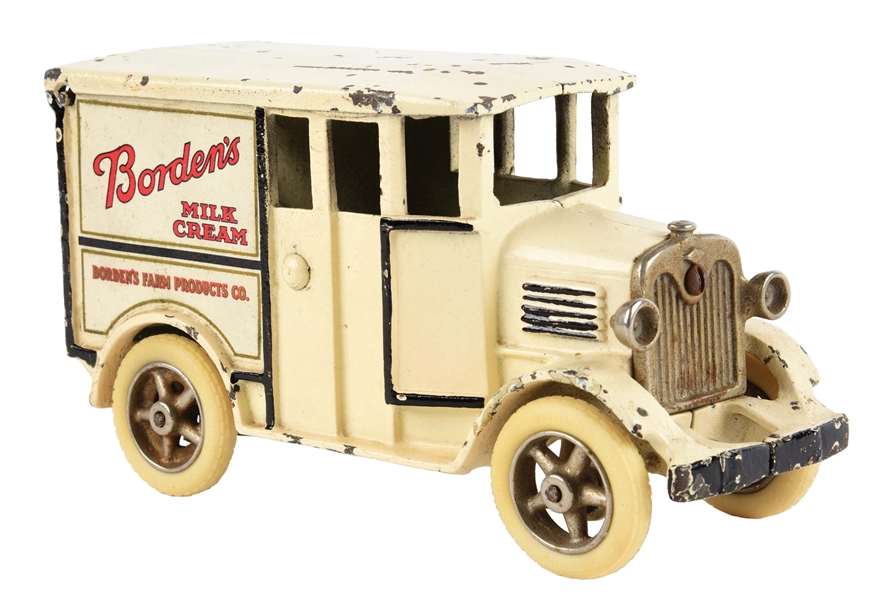 CAST-IRON HUBLEY LARGE SIZE BORDENS MILK AND CREAM TRUCK.