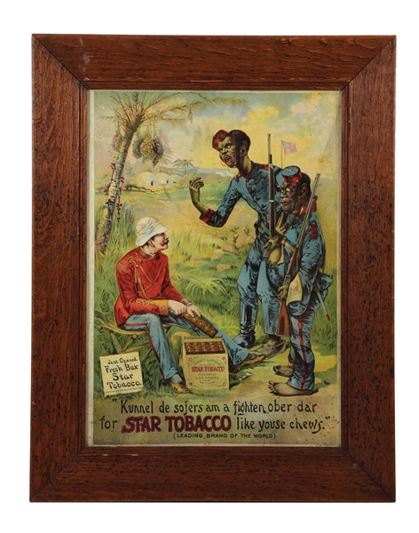 CARDBOARD ADVERTISING POSTER FOR STAR TOBACCO.