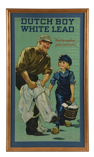 LARGE FORMAT FRAMED POSTER FOR DUTCH BOY WHITE LEAD PAINT.