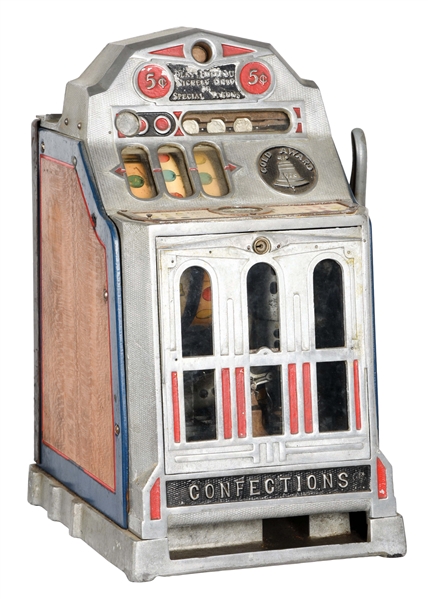 5¢ SUPERIOR 3 COLUMN CONFECTIONS GOLD AWARD SLOT MACHINE.