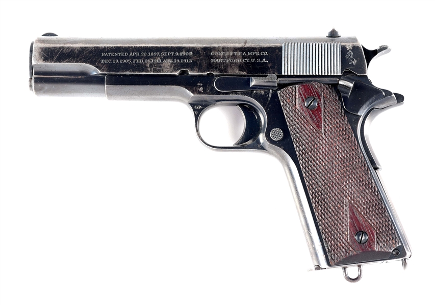 (C) A RARE COLT 1911 MADE FOR BRITISH USE IN .455 WITH AMMO SKIN.