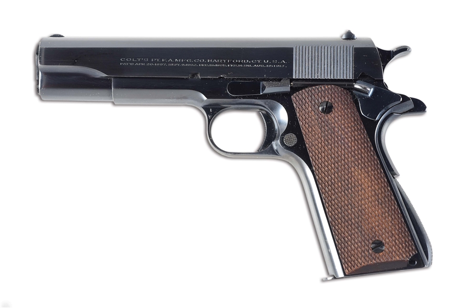 (C) FANTASTIC COLT .38 SUPER SEMI AUTOMATIC PISTOL WITH BOX AND FACTORY LETTER.