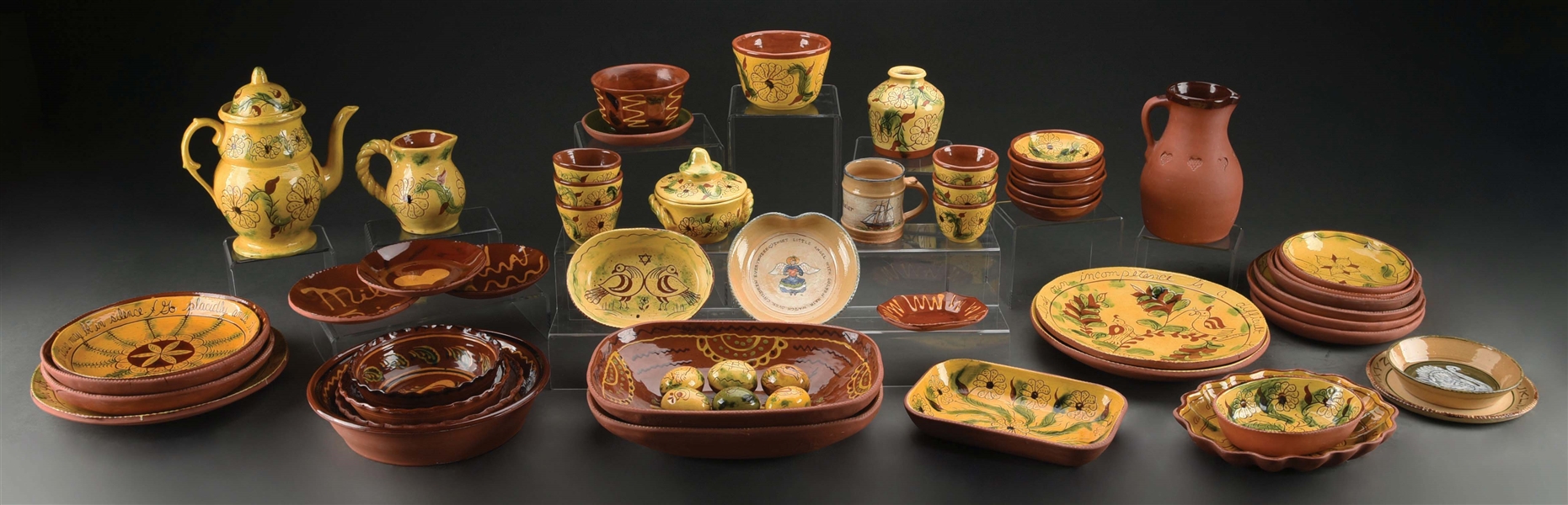 LARGE SET OF REDWARE BY L & B BREININGER AND OTHERS.