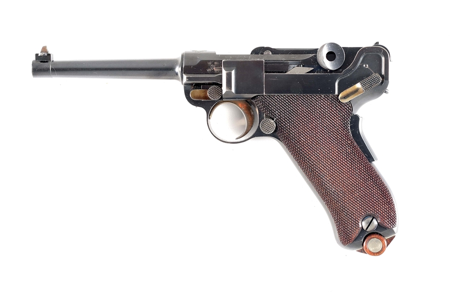 (C) SCARCE & FINE EARLY THREE DIGIT SERIAL NUMBER DWM MODEL 1900 SWISS CONTRACT LUGER WITH UNRELIEVED FRAME.