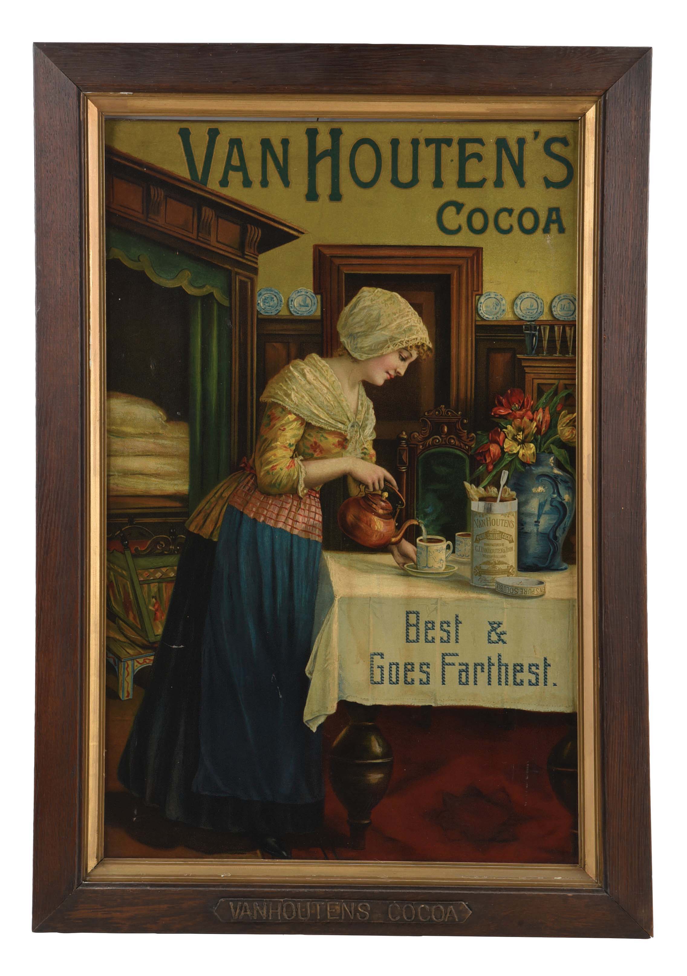 Lot Detail FRAMED CARDBOARD ADVERTISEMENT FOR VAN HOUTEN'S COCOA.