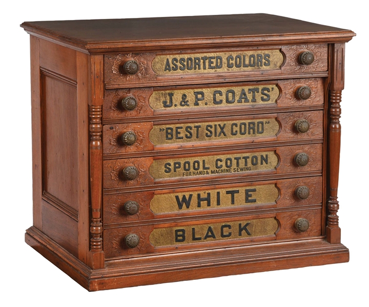 J. & P. COATS SIX-DRAWER SPOOL CABINET. 