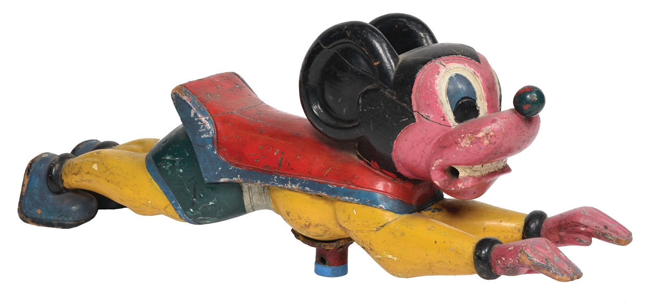 ORIGINAL PARK PAINT MIGHTY MOUSE CAROUSEL FIGURE FROM A CHILDRENS CAROUSEL. 