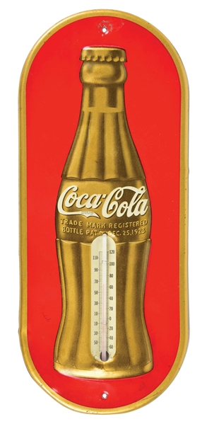 OVAL COCA-COLA EMBOSSED THERMOMETER.