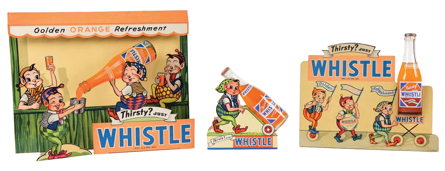 LOT OF 5: DISPLAY PIECES FOR WHISTLE SODA POP.