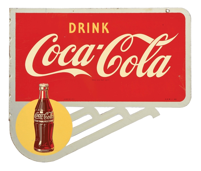 DOUBLE-SIDED COCA-COLA TIN FLANGE SIGN.