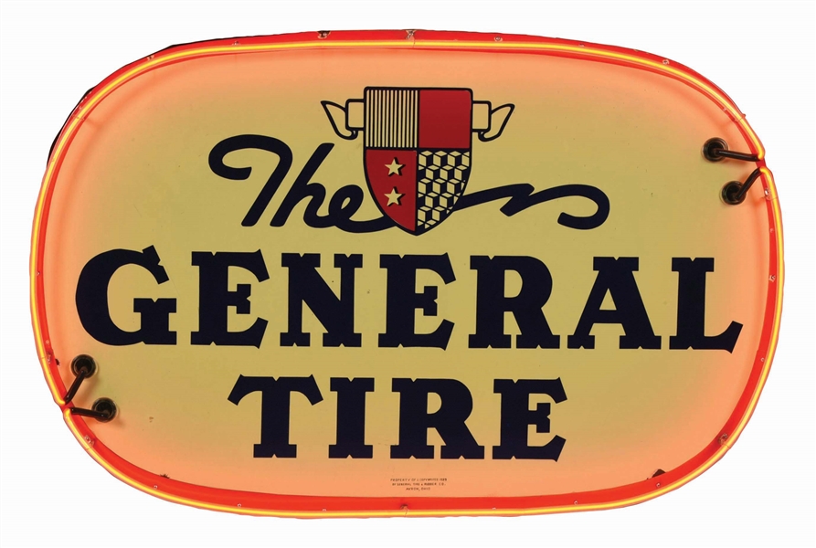 THE GENERAL TIRE PORCELAIN NEON SIGN. 