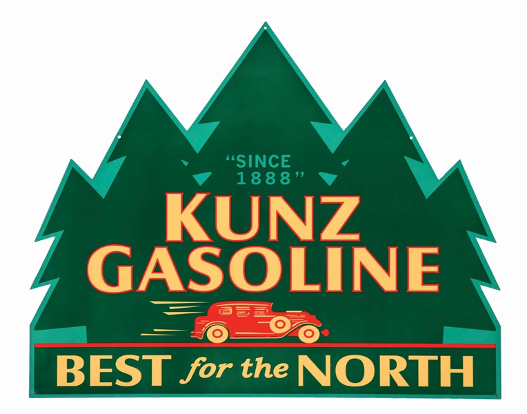REPRODUCTION KUNZ GASOLINE BEST FOR THE NORTH PAINTED METAL SIGN.