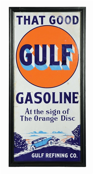 Lot Detail - THAT GOOD GULF GASOLINE PORCELAIN LIGHTHOUSE SIGN W/ CAR ...