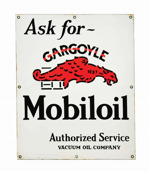 ASK FOR GARGOYLE MOBILOIL PORCELAIN SERVICE STATION CABINET SIGN.