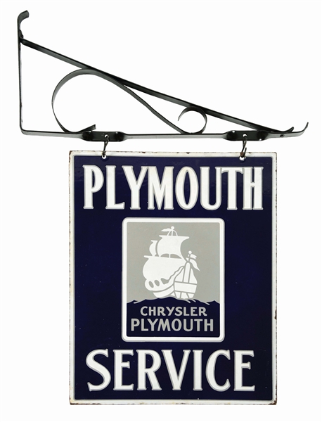 CHRYSLER PLYMOUTH SERVICE SIGN W/ SHIP GRAPHIC & METAL MOUNTING GRAPHIC.