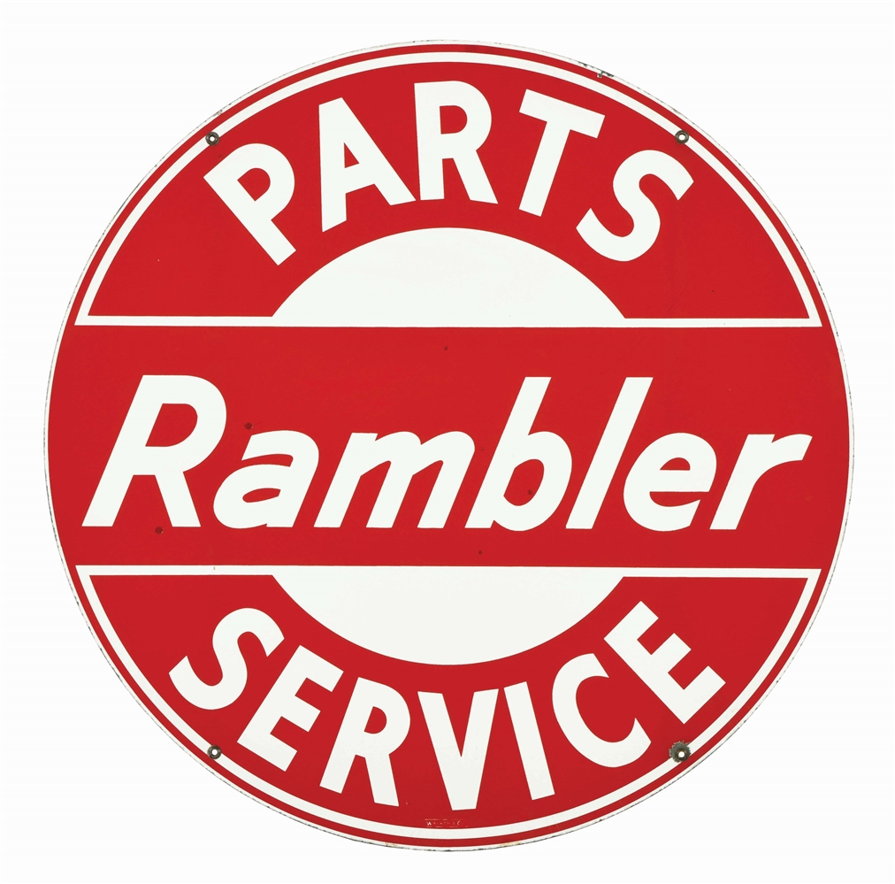 RAMBLER PARTS & SERVICE PORCELAIN SIGN. 