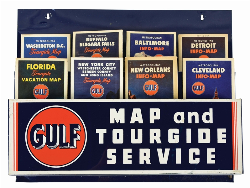 GULF GASOLINE MAP AND TOURGUIDE SERVICE STATION MAP DISPLAY. 