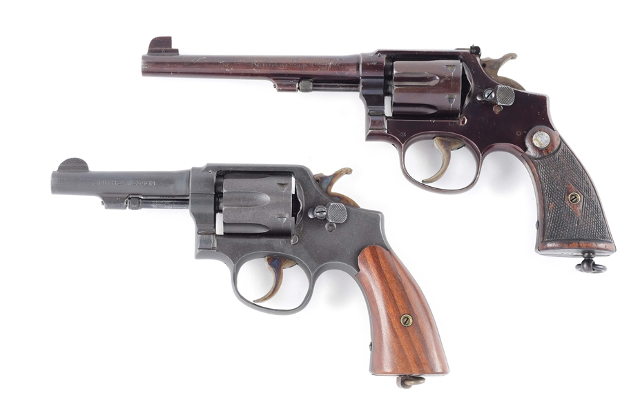 (C) LOT OF 2: BRITISH PROOFED SMITH & WESSON HAND EJECTOR & U.S. NAVY MARKED SMITH & WESSON VICTORY MODEL DOUBLE ACTION REVOLVERS.