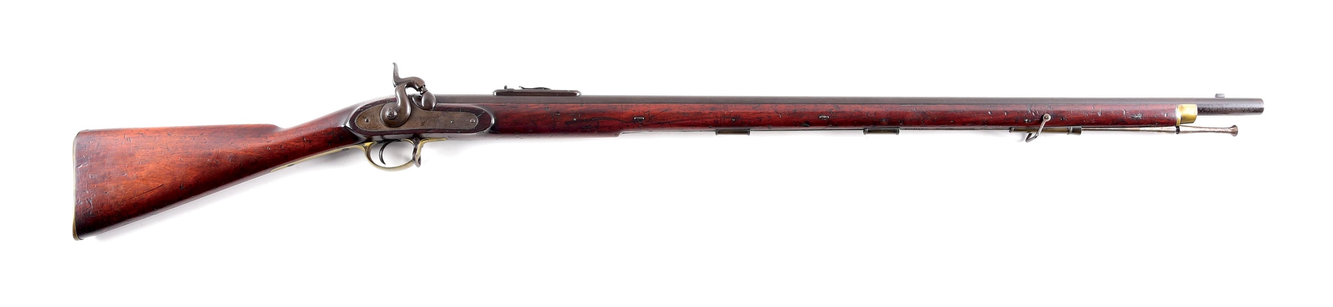 (A) EXPERIMENTAL BRITISH MILITARY PERCUSSION MUSKET BY ADAMS WITH SHRAPNEL PATENT BACKSIGHT.