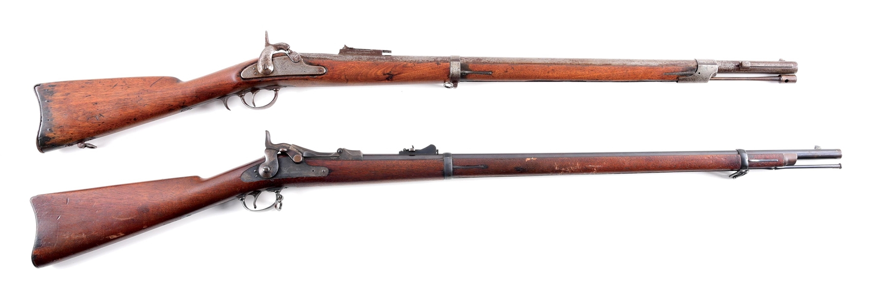 (A) LOT OF 2: SPRINGFIELD TRAPDOOR RIFLE AND WHITNEYVILLE 1861 NAVY PERCUSSION RIFLES.