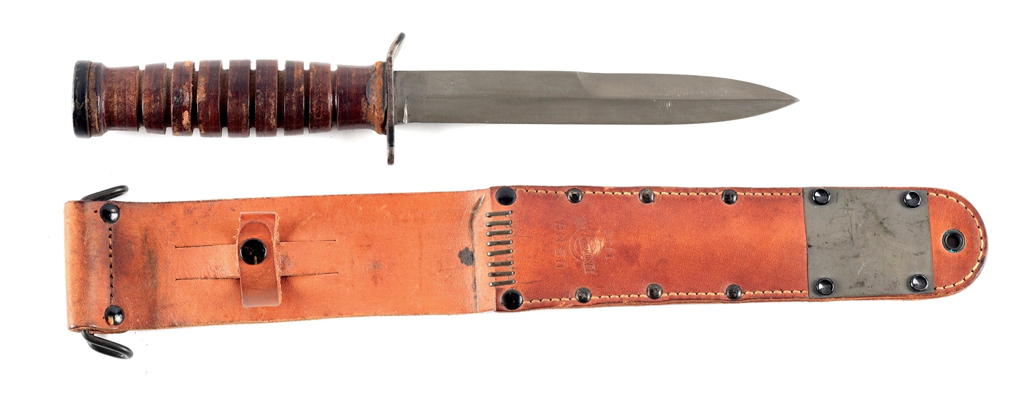 US WWII BOKER M3 KNIFE WITH M6 LEATHER SCABBARD