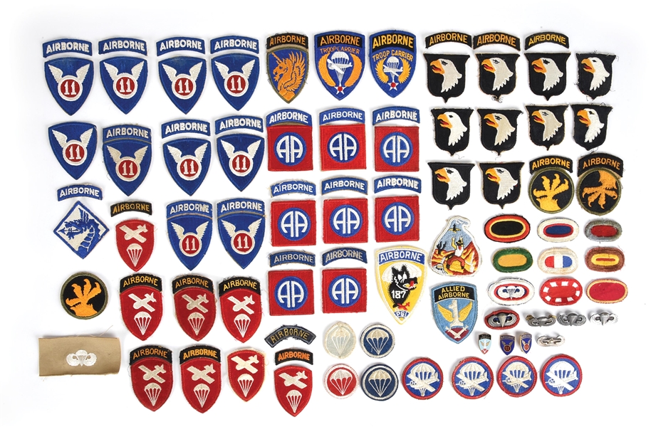 LARGE LOT OF US WWII ERA AIRBORNE PATCHES AND WINGS