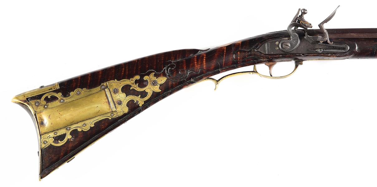 Peter Berry Rifle Lot Detail - (A) FLINTLOCK KENTUCKY RIFLE SIGNED BY PETER BERRY.