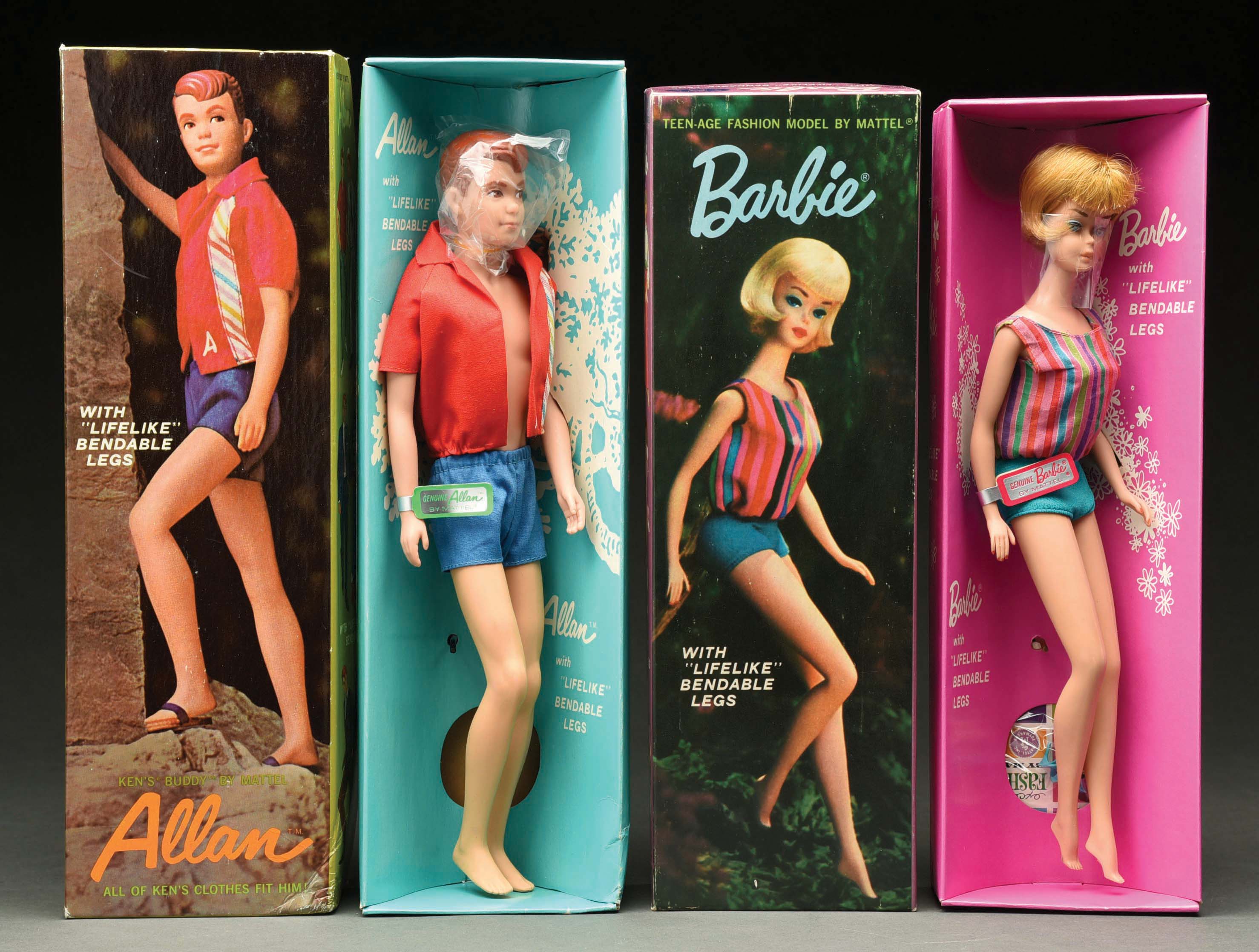 LOT OF 2: MATTEL BENDABLE LEGS BARBIE AND ALLAN. - auctions & price archive