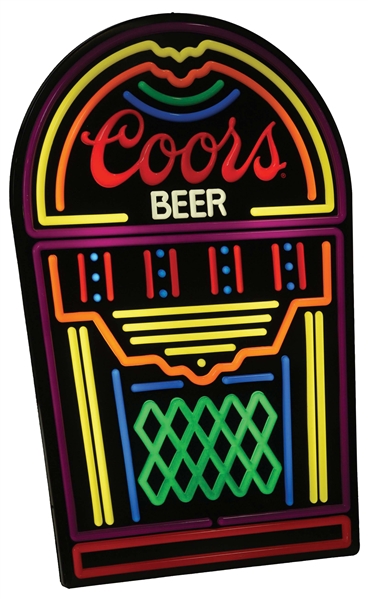 COORS BEER LIGHT-UP JUKEBOX SIGN.