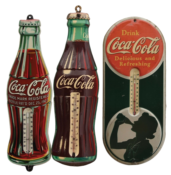 LOT OF 3: COCA-COLA THERMOMETERS.