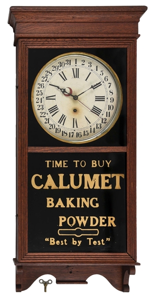 ORIGINAL SESSIONS CALUMET BAKING POWDER PENDULUM CLOCK.