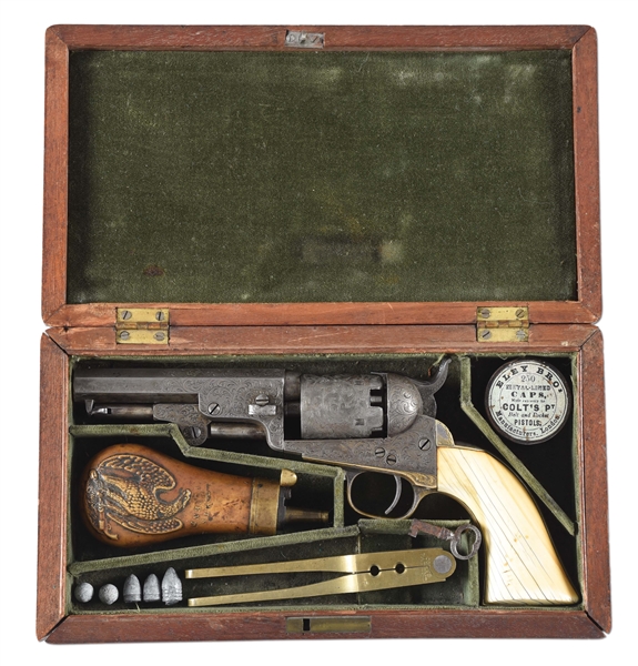 (A) CASED & ENGRAVED COLT MODEL 1849 SINGLE ACTION PERCUSSION REVOLVER.
