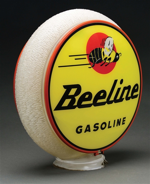RARE BEELINE GASOLINE COMPLETE 13.5" GLOBE ON ORIGINAL WHITE RIPPLE BODY. 