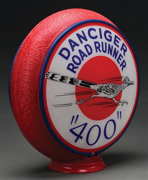 RARE DANCIGER ROAD RUNNER 400 GASOLINE COMPLETE 13.5" GLOBE ON REPAINTED ORIGINAL RIPPLE BODY. 