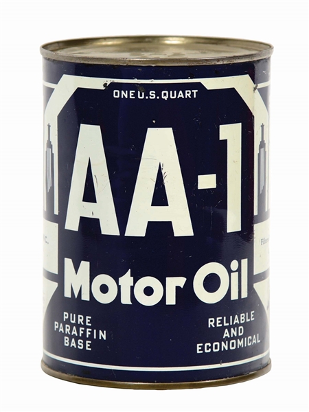 PHOENIX AA-1 MOTOR OIL ONE QUART CAN W/ TRAIN, TRACTOR, AIRPLANE & CAR GRAPHICS. 