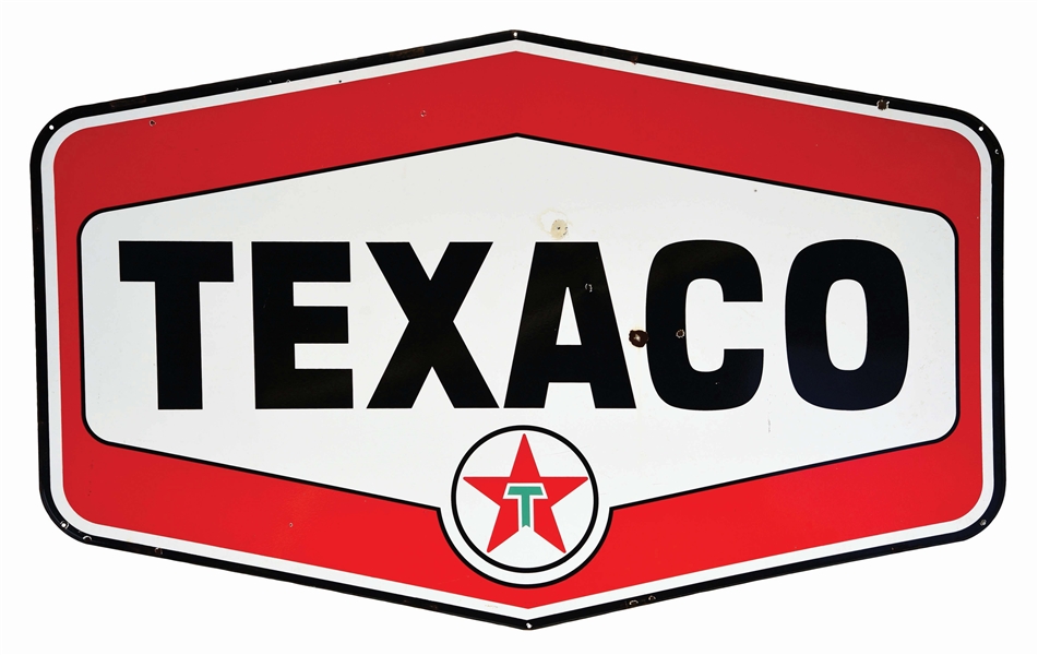 TEXACO GASOLINE PORCELAIN SERVICE STATION SIGN.