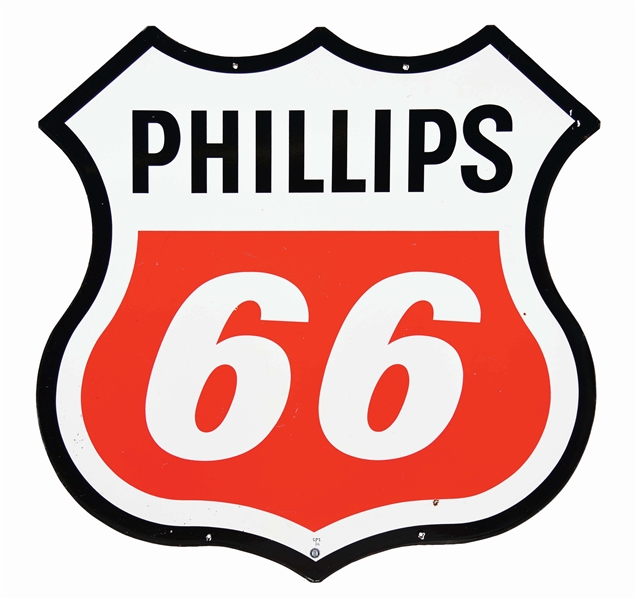 PHILLIPS 66 GASOLINE PORCELAIN SERVICE STATION SIGN. 
