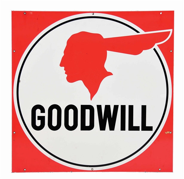 OUTSTANDING PONTIAC GOODWILL USED CARS PORCELAIN SIGN. 