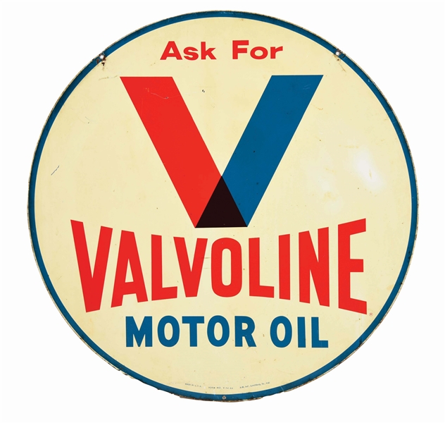 VALVOLINE MOTOR OIL TIN SERVICE STATION CURB SIGN.